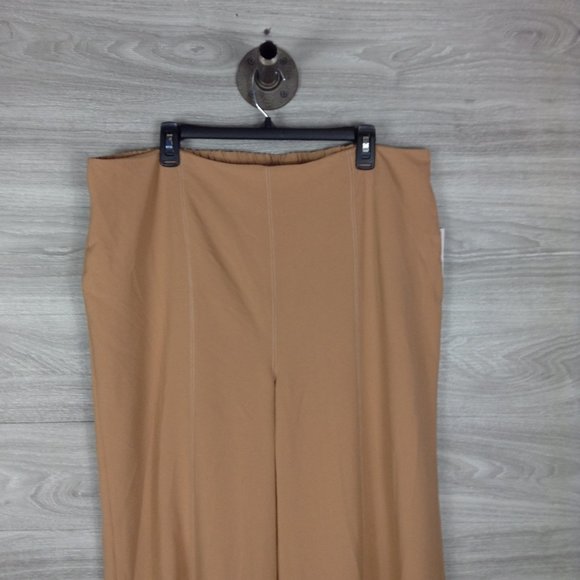 LOVE, FIRE Tan Contrast Stitch Flare Trousers - Picture 3 of 6